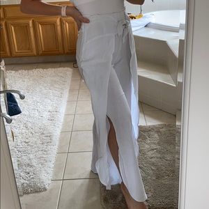 LUCY LOVE White gauze flowy pants XS